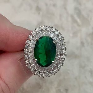 Green “emerald” CZ cocktail ring